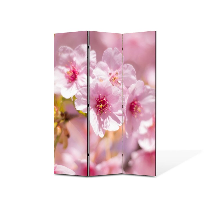 Paravan de Camera ArtDeco din 3 Panouri Peisaj Roz pal 135 x 180 cm