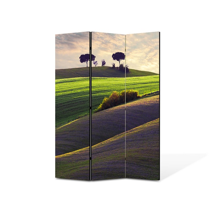 Paravan de Camera ArtDeco din 3 Panouri Peisaj Campiute 135 x 180 cm