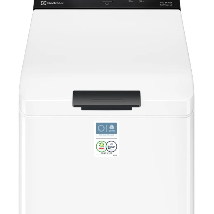 Masina de spalat rufe verticala Electrolux EW6T826E, 6 kg, 1200 rpm, clasa A, SensiCare, motor Inverter, Full Wash45 (spalare 6kg in 45 min la 30C), Hygiene, TimeSave, Start Intarziat, Alb.