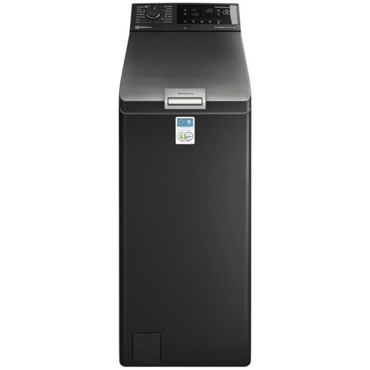 Masina de spalat rufe verticala Electrolux EW7T337DE, 7 kg, 1300 rpm, clasa A, SteamCare, SensiCare, motor Inverter, SoftOpening, TimeManager, Abur, Baby, Hygiene, Rapid 14 min, Start Intarziat, culoare DarkSilver.