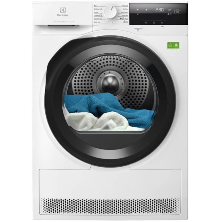 Uscator de rufe LDK Higeea 7DPW, 7 Kg, Clasa E, 15 programe, Pompa de caldura, Slim, Antisifonare, Calcare usoara, Selectare nivel uscare, Uscare Extra, Amanare pornire, Alb