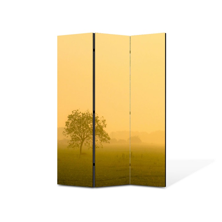 Paravan de Camera ArtDeco din 3 Panouri Peisaj Ceata la apus 135 x 180 cm