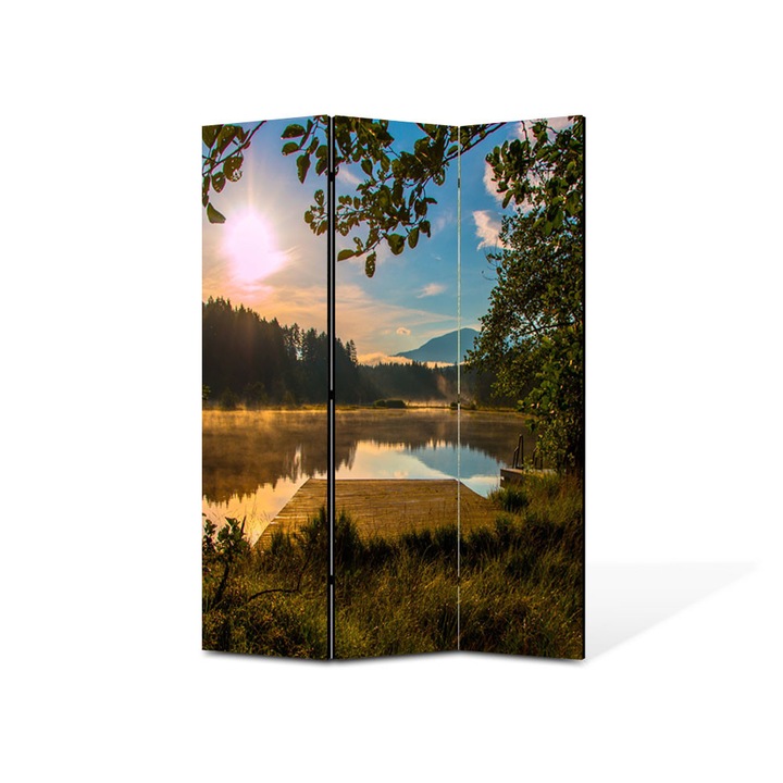 Paravan de Camera ArtDeco din 3 Panouri Peisaj Linie de brazi 135 x 180 cm