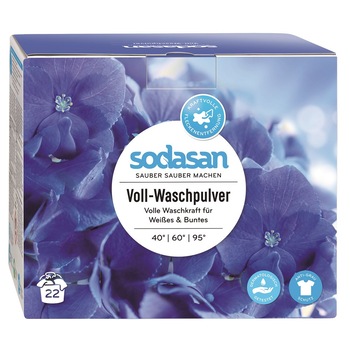 Detergent praf bio pentru spalari grele rufe albe si color 1.2 kg SODASAN Detergent praf bio pentru spalari grele rufe albe si color 1.2 kg SODASAN
