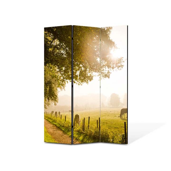 Paravan de Camera ArtDeco din 3 Panouri Peisaj La pascut 135 x 180 cm