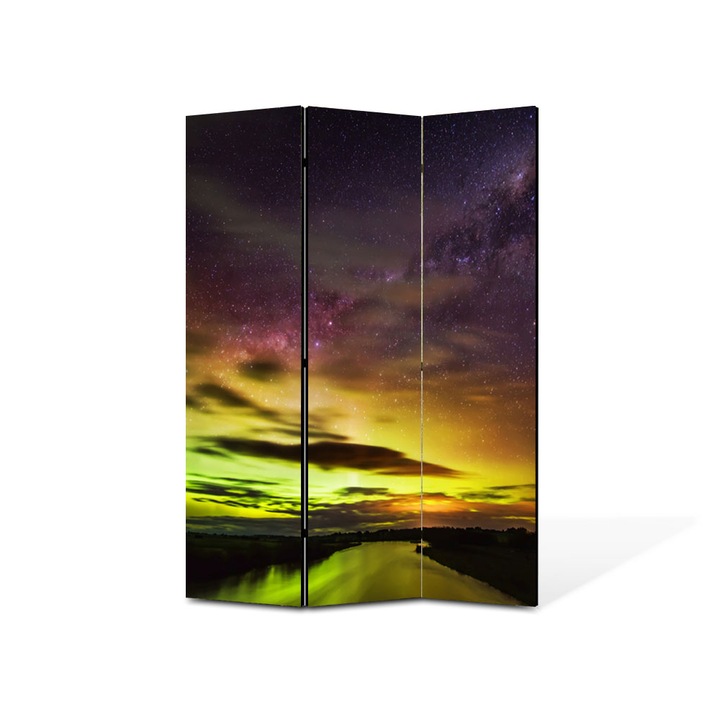 Paravan de Camera ArtDeco din 3 Panouri Peisaj Apus in nord 135 x 180 cm