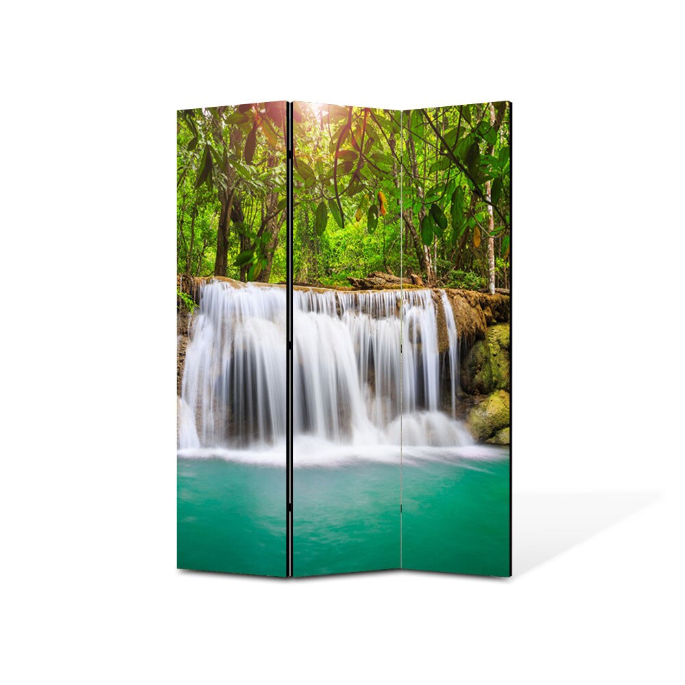 Paravan de Camera ArtDeco din 3 Panouri Peisaj Cascada in jungla 135 x 180 cm