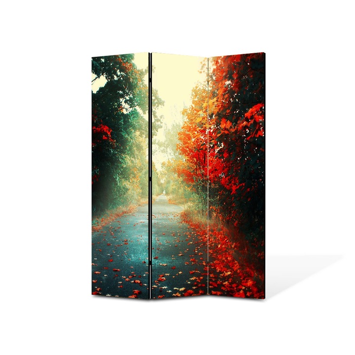 Paravan de Camera ArtDeco din 3 Panouri Peisaj Sosea dupa ploaie 105 x 150 cm