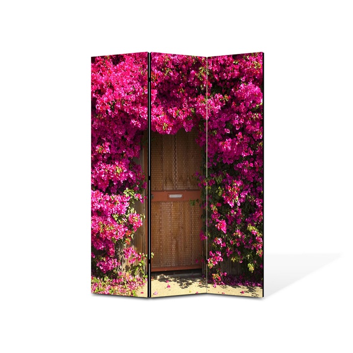 Paravan de Camera ArtDeco din 3 Panouri Peisaj Poarta de flori 135 x 180 cm