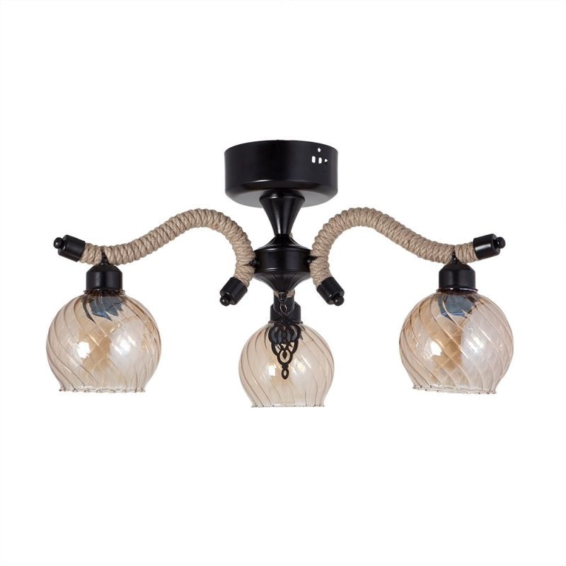 Plafoniera, Lumexx, Oskar 3 brate Sfoara Abajur din sticla culoarea mierii , 3XE27 Max 60 W