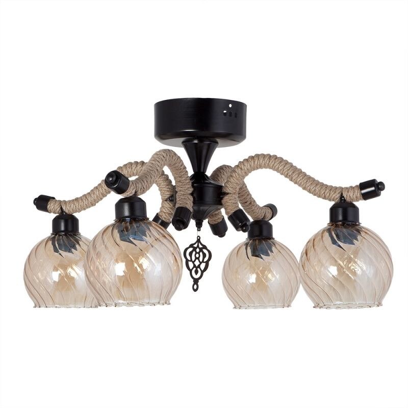 Plafoniera, Lumexx, Oskar 4 brate Sfoara Abajur din sticla culoarea mierii , 4xE27 Max 60 W