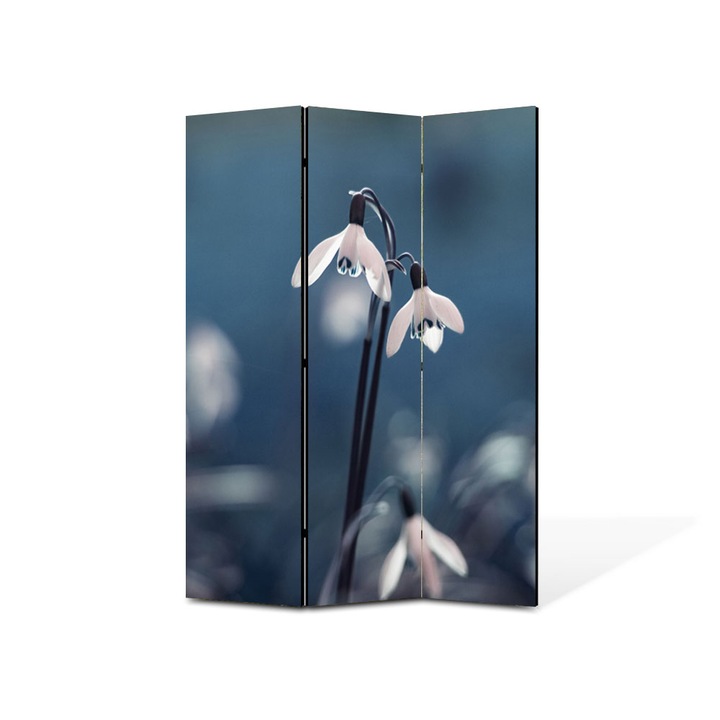 Paravan de Camera ArtDeco din 3 Panouri Peisaj Ghiocei gemeni 105 x 150 cm