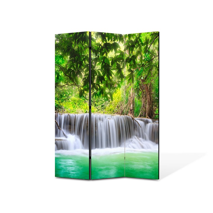 Paravan de Camera ArtDeco din 3 Panouri Peisaj Cascade multiple 105 x 150 cm