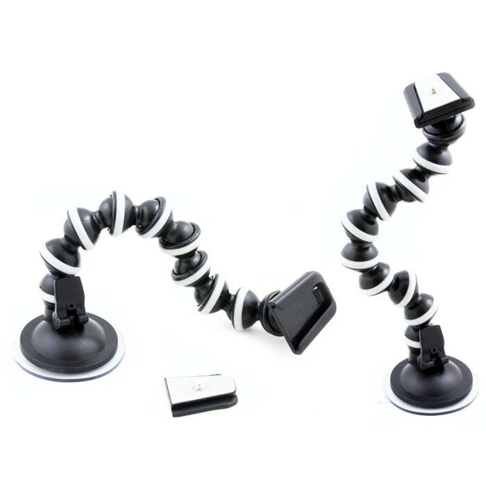 Trepied flexibil XREC, cu sistem de prindere ventuza, Negru