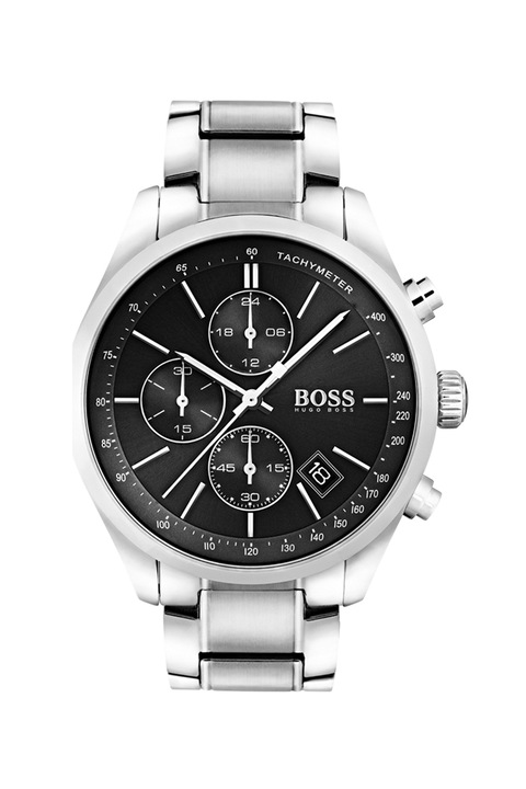 BOSS, Часовник с хронограф и овална форма, Сребрист