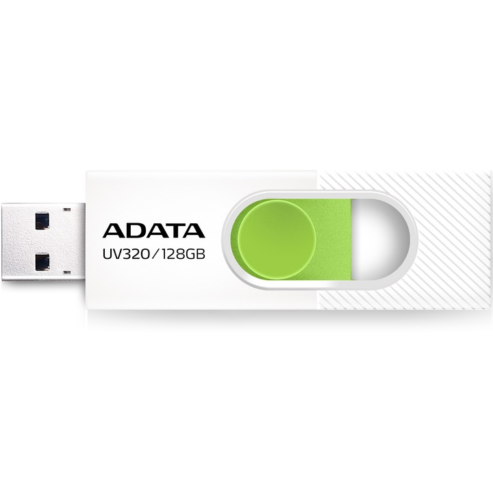 USB Flash памет ADATA UV320, 128GB, USB 3.2 Gen 1, Бяла/Зелена