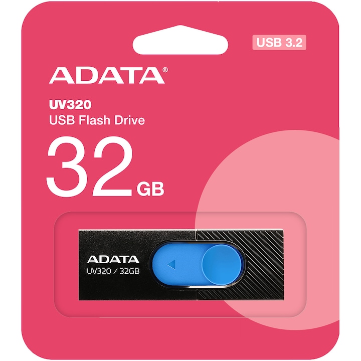 Memorie USB ADATA UV320, 32GB, USB 3.2, Negru/Albastru