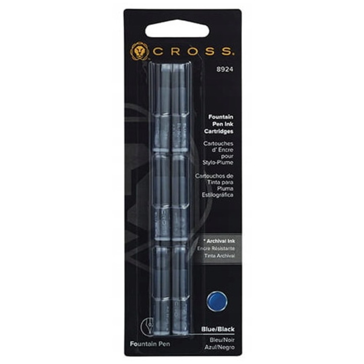 Cartuse Cross Albastru-Negru 6 buc. - Cerneala Premium