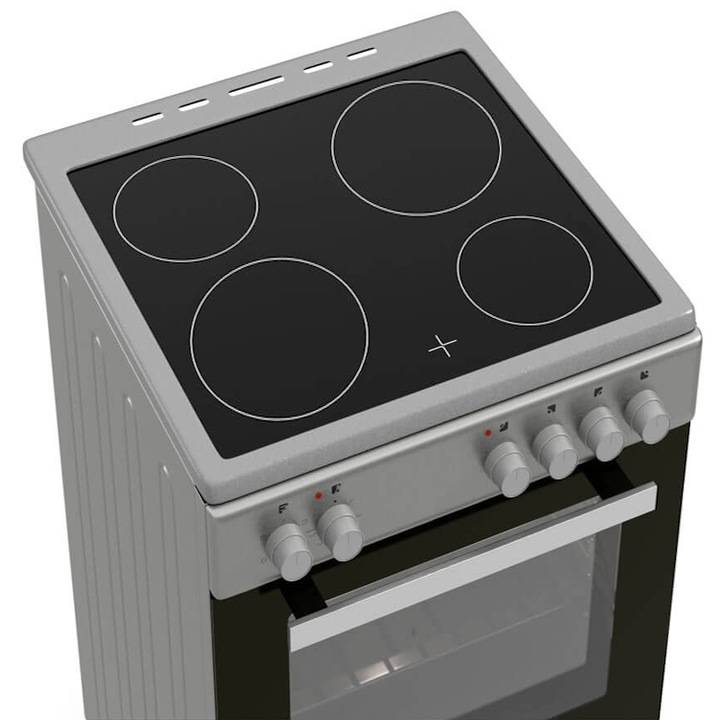 Aragaz Hyundai HCVC26V-5650V/S, electric, Plita vitroceramica, Latime 50 cm, 55L, Inox/Negru