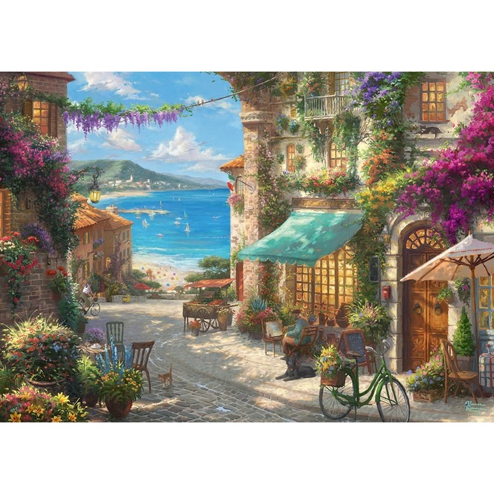 Пъзел Thomas Kinkade 'Кафе на Италианската Ривиера', 1000 части