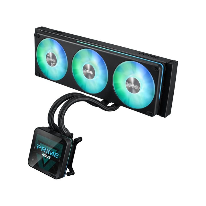 Cooler CPU AIO ASUS PRIME SLC II 360 ARGB LCD, Racire cu lichid, 3x120mm, 78.3 cfm, 800-2600 rpm Negru