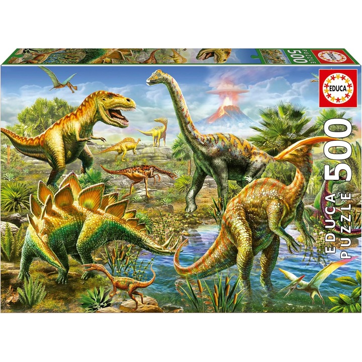 Пъзел Educa 500 части за възрастни - Jurassic Park, 48x34 см, включено лепило