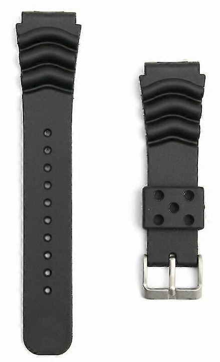 Curea de ceas din cauciuc 22 mm cu catarama din otel inoxidabil, compatibila Seiko Diver, negru, FU-K0518-260902-999