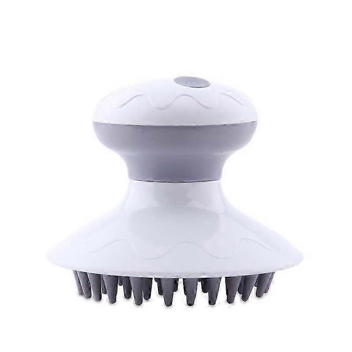 Masajator cap electric FU-K0518-260902-1798, wireless, 3 moduri de vibratie, perii din silicon, alb/gri