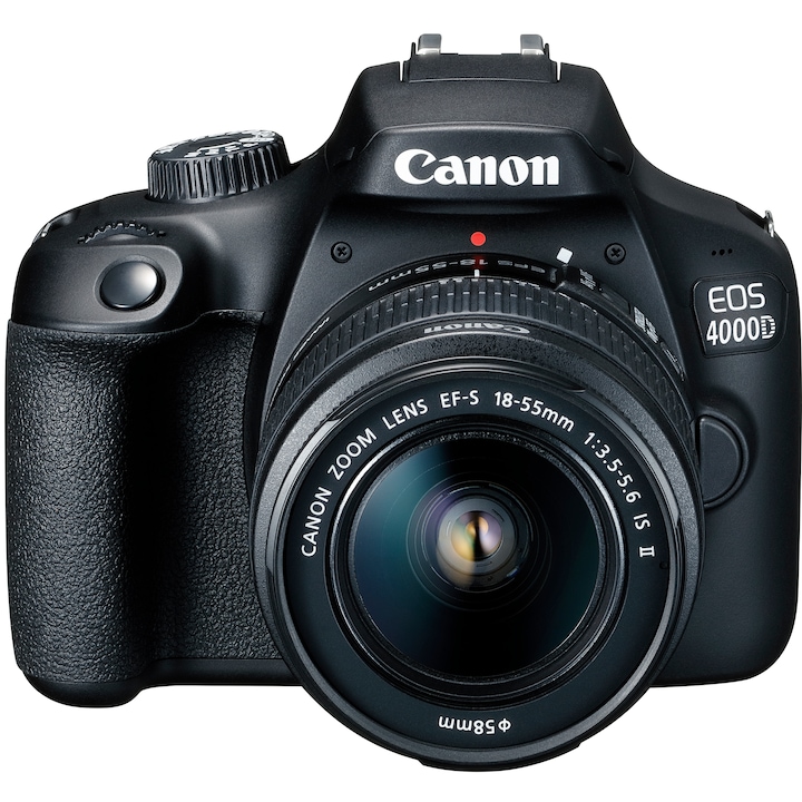Canon EOS 4000D DSLR fényképezőgép, 18,0 MP, fekete + EF-S 18-55 mm F / 3,5-5,6 III objektív fekete