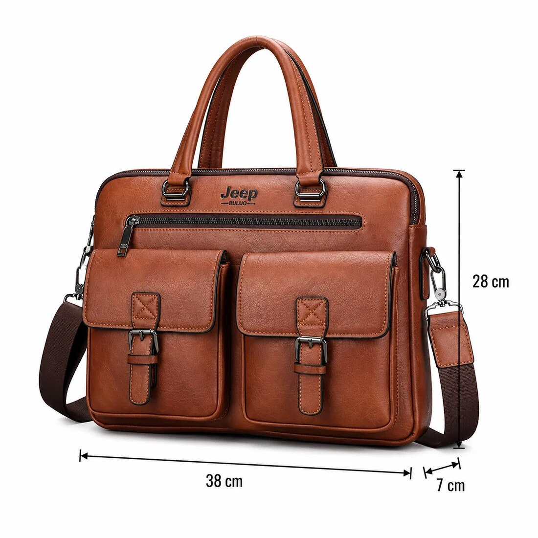 Geanta business laptop SAMARKAND, 38x7x28 cm, Piele Ecologica, Maro inchis