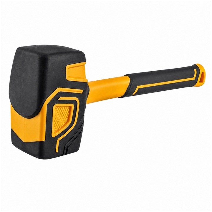 Ciocan din Cauciuc ROTEK 32 OZ (1014 g), Maner din Fibra de Sticla, Negru-Portocaliu, Anti-Soc