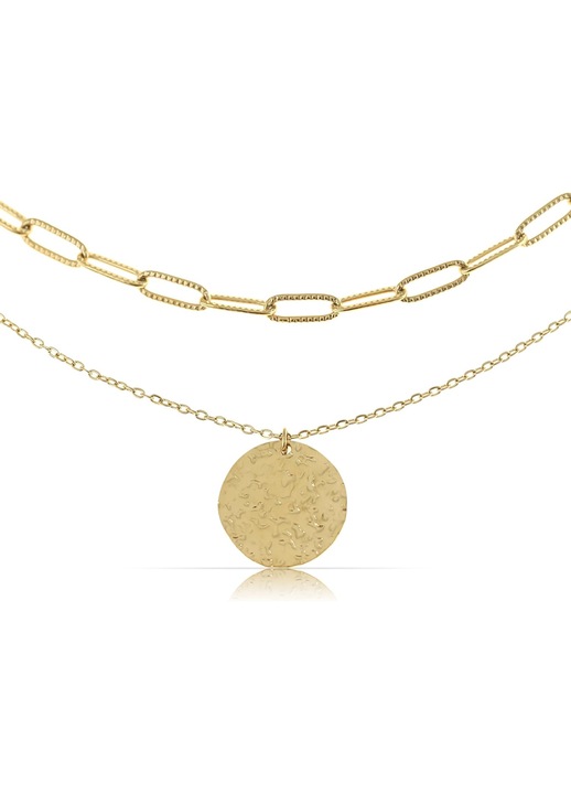 Necklace Dublu Aur 18K Piele Chirurgicale Femei Pandantiv Boho 40+5cm