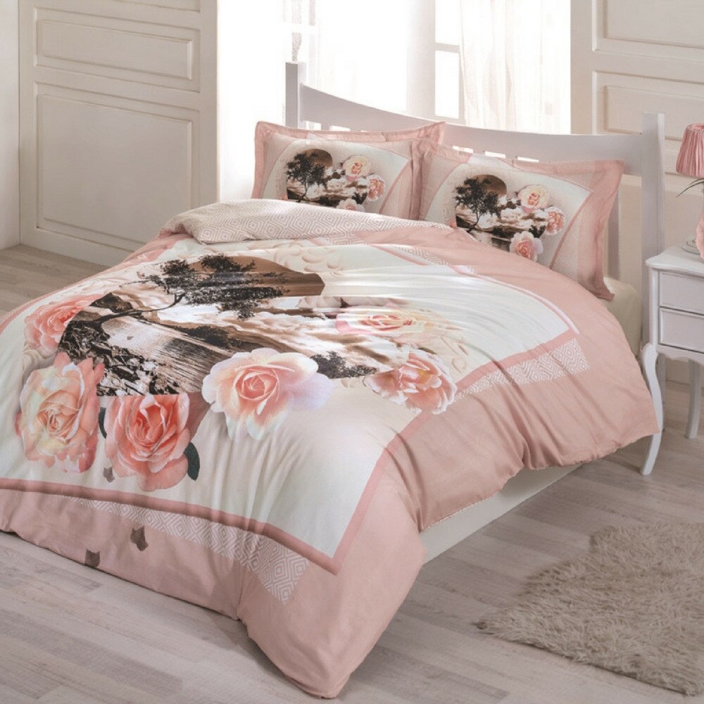 Lenjerie de pat bumbac 100%, WALDEN, pentru pat 2 persoane, 4 piese, 200x220 / 50x70, bumbac ranforce