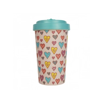 Pahar bambus Candy Hearts Turquoise Blue 500 ml Pahar bambus Candy Hearts Turquoise Blue 500 ml