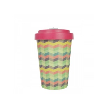 Pahar bambus Zig-Zag Pink 400 ml Pahar bambus Zig-Zag Pink 400 ml