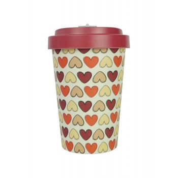 Pahar bambus Retro Hearts Red 400 ml Pahar bambus Retro Hearts Red 400 ml