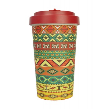 Pahar bambus Aztec Orange Red 500 ml Pahar bambus Aztec Orange Red 500 ml