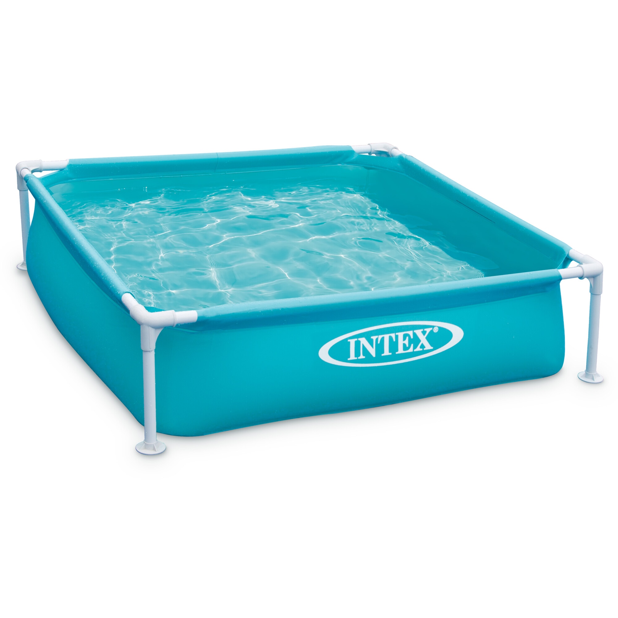 Piscina rectangulara cu cadru metalic Mini Frame Intex 57173NP, 122x122xH30 cm, volum 0.34 m³, PVC/otel, albastru