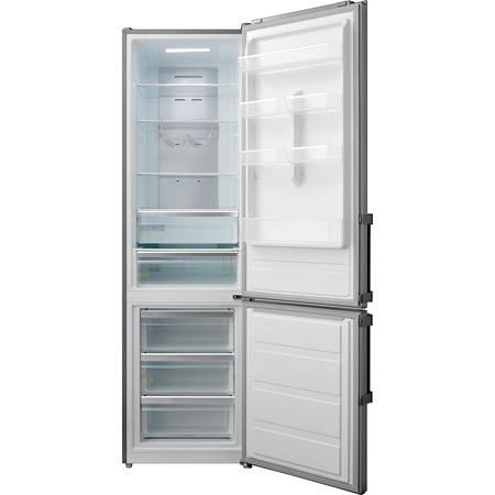 Combina frigorifica Midea HD-468RWEN, 316 l, Clasa A++, Total No Frost, Display, H 201 cm, Inox