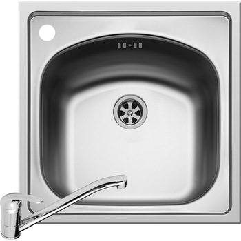 Pachet chiuveta inox + Baterie bucatarie Pyramis, 440x440mm, adancime 150mm, montare pe blat, finisaj texturat Pachet chiuveta inox + Baterie bucatarie Pyramis, 440x440mm, adancime 150mm, montare pe blat, finisaj texturat