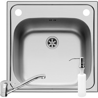 pachet chiuveta inox  baterie bucatarie pyramis 500x500mm adancime 170mm montare pe blat finisaj textura  dozator detergent lichid imagen 7_0_
0