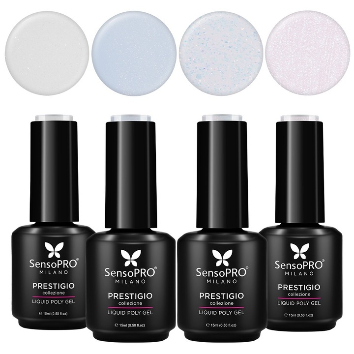Set 4 Polygel Lichid SensoPRO Milano, Diamond Glitz