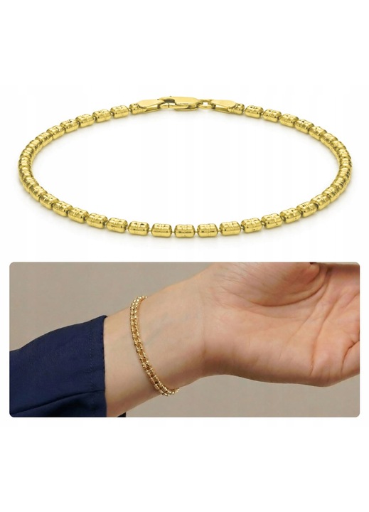 Tessoria, bratara din argint 925 placata cu aur 14k, diamentata, latime 4 mm, auriu, 19 cm