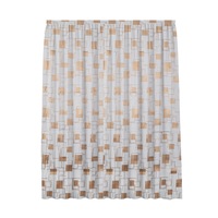 Draperie living 140x175 cm, culoare bej cu maro, model patrate, prindere cu rejansa, 1 bucata