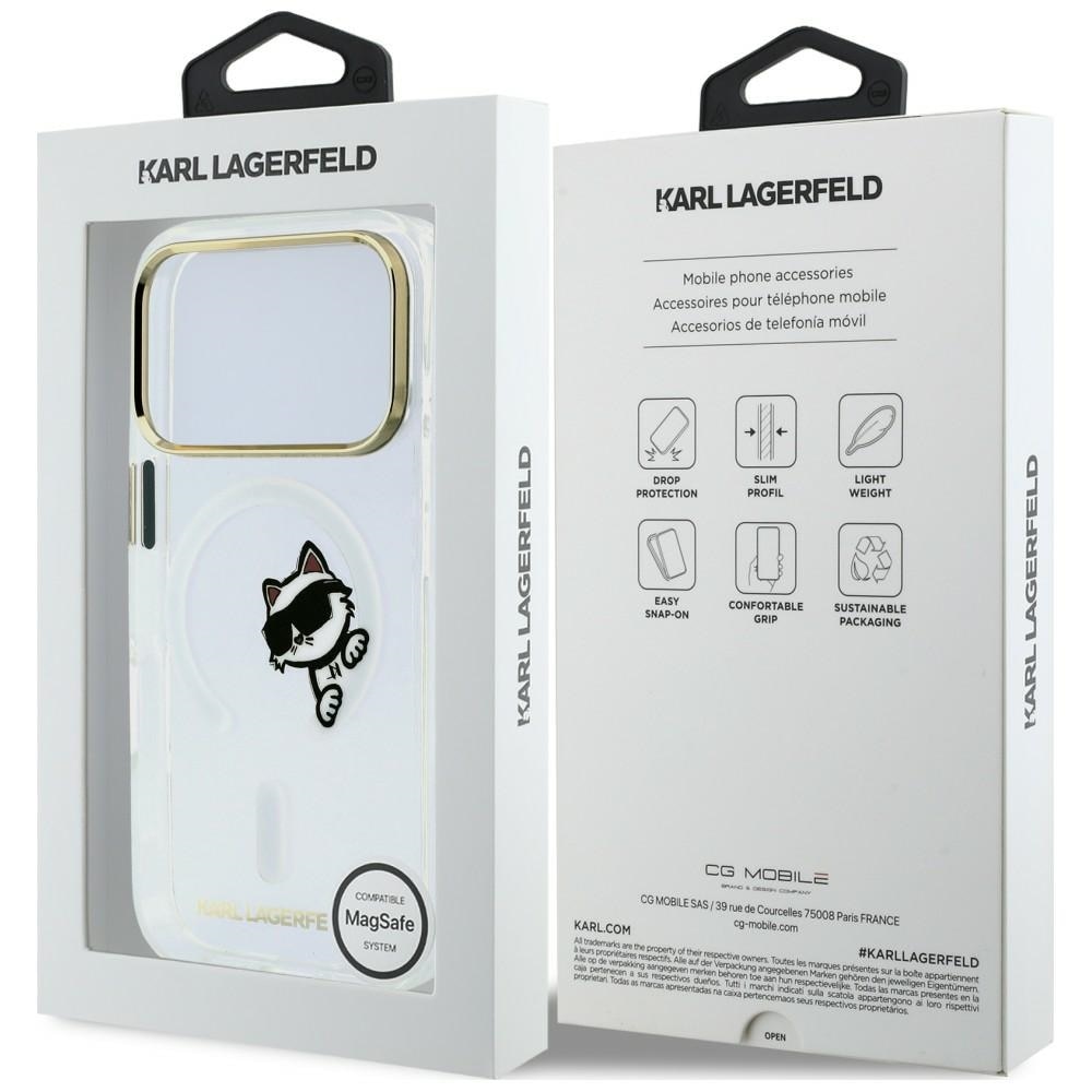 Husa Karl Lagerfeld Peekaboo Logo cu MagSafe compatibila cu iPhone 18 Pro Max / 17 Pro Max, Transparent