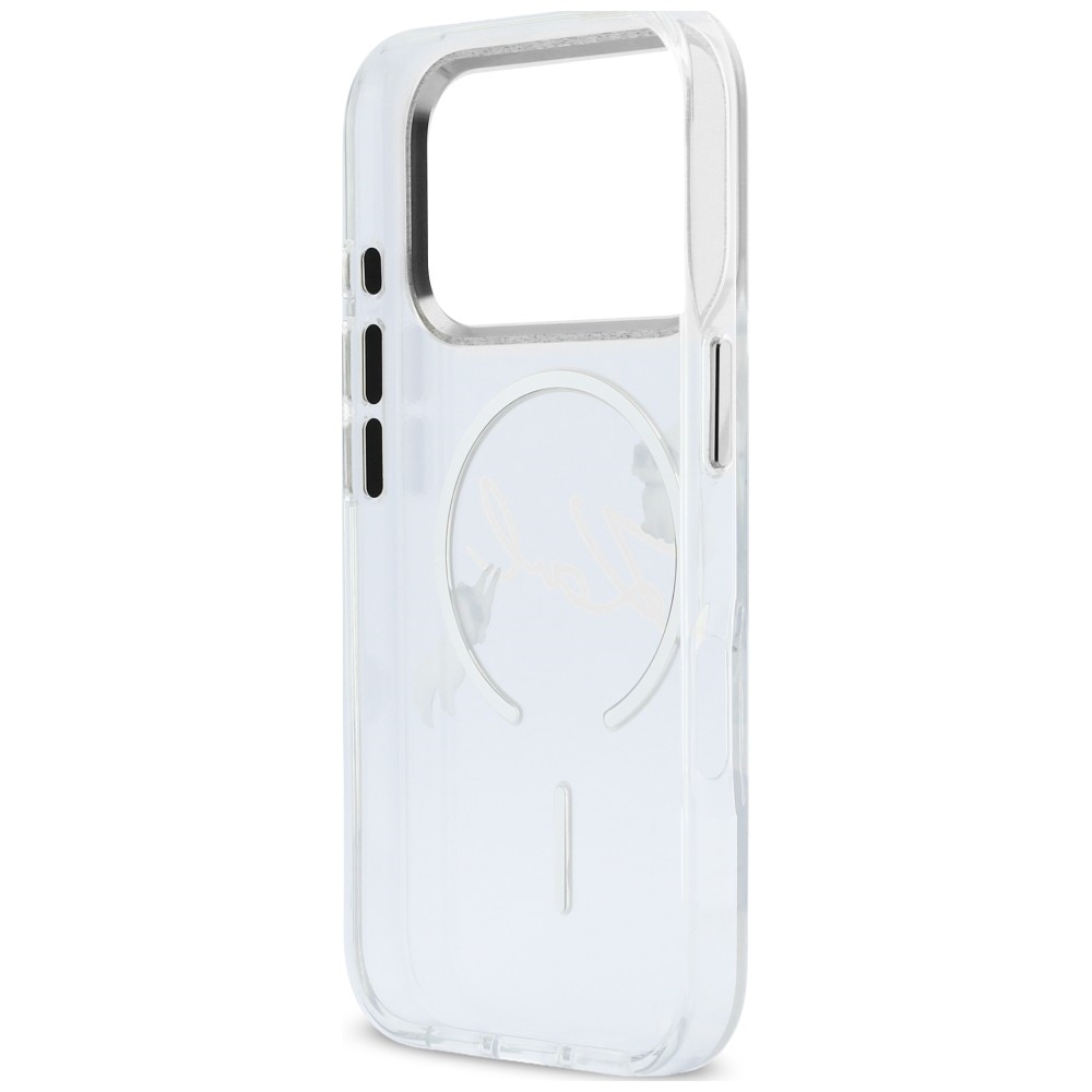 Husa Karl Lagerfeld Script Logo cu MagSafe compatibila cu iPhone 18 Pro / 17 Pro, Transparent