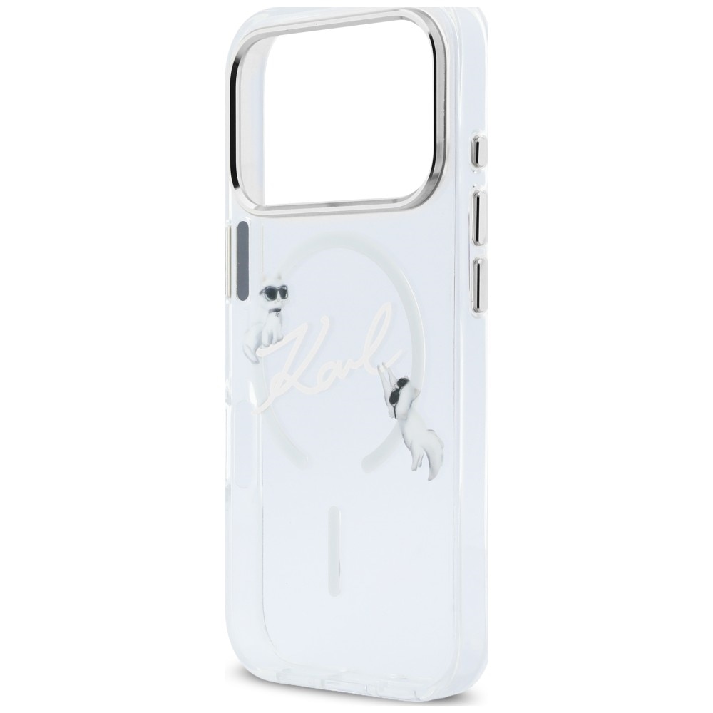 Husa Karl Lagerfeld Script Logo cu MagSafe compatibila cu iPhone 18 Pro / 17 Pro, Transparent