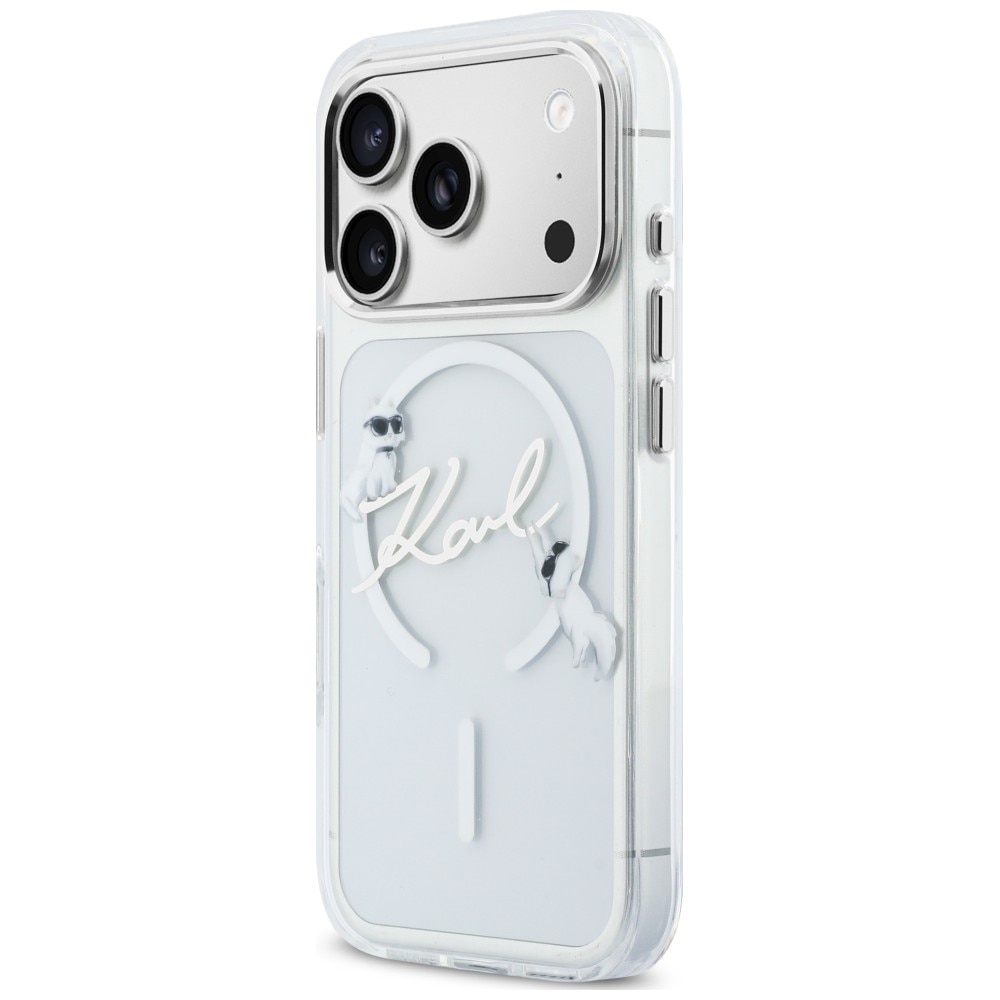 Husa Karl Lagerfeld Script Logo cu MagSafe compatibila cu iPhone 18 Pro / 17 Pro, Transparent