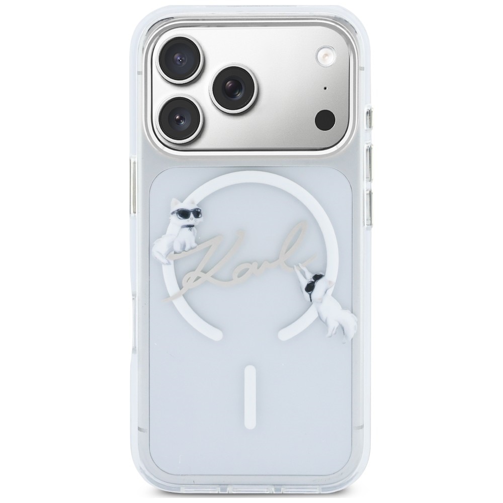 Husa Karl Lagerfeld Script Logo cu MagSafe compatibila cu iPhone 18 Pro / 17 Pro, Transparent