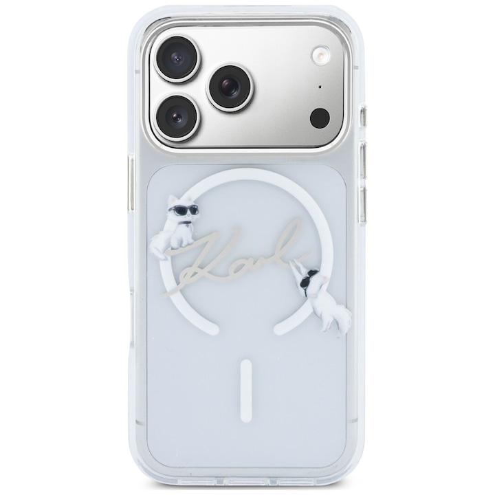 Husa Karl Lagerfeld Script Logo cu MagSafe compatibila cu iPhone 18 Pro / 17 Pro, Transparent